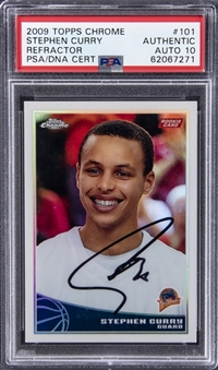 2009/10 Topps Chrome Refractor #101 Stephen Curry Signed Rookie Card (#328/500) - PSA Authentic, PSA/DNA 10